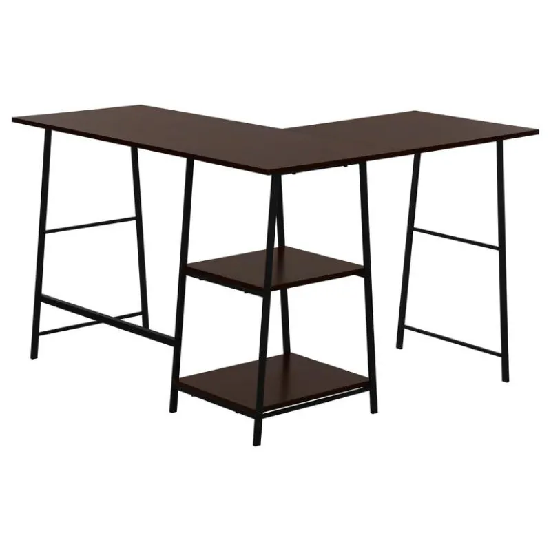 Monarch Computer desk - l-shaped / corner / 2 open shelves / sawhorse style - 47l x 4 -