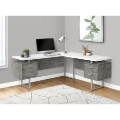 Monarch Computer desk - l-shaped / corner / 3 drawers / metal legs / reversible - 71