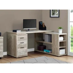 Monarch Computer desk - l-shaped / corner / 3 drawers / 2 open shelves / 3 cubbies - -