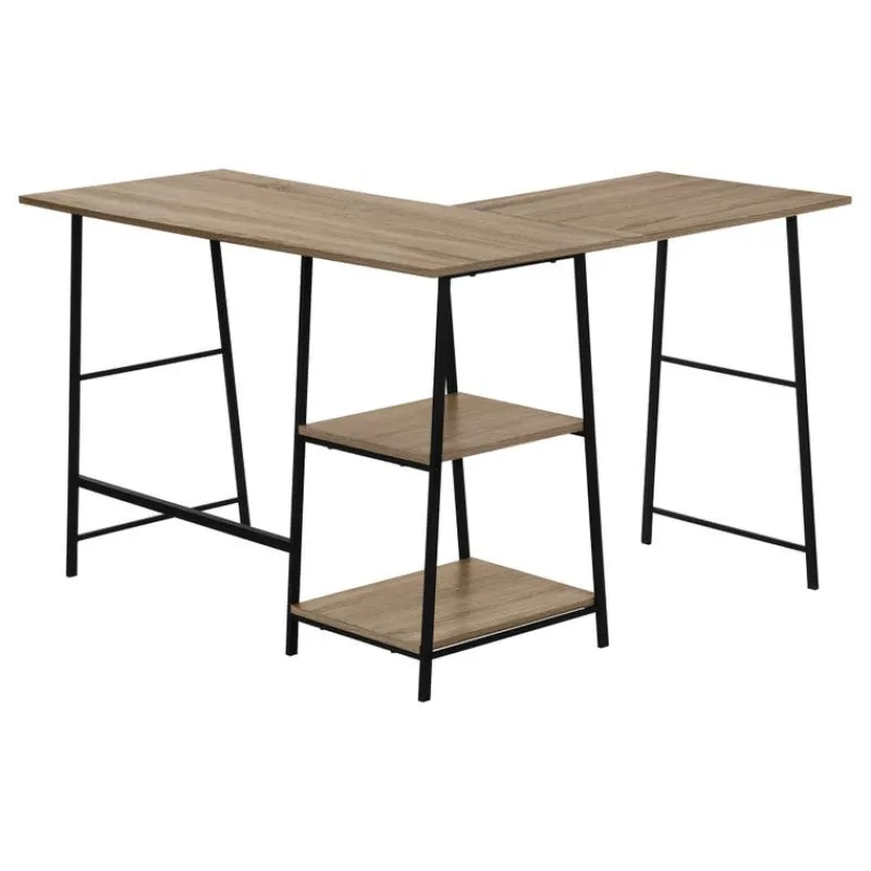 Monarch Computer desk - l-shaped / corner / 2 open shelves / sawhorse style - 47l x 4 -