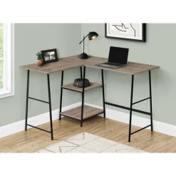 Monarch Computer desk - l-shaped / corner / 2 open shelves / sawhorse style - 47l x 4 -