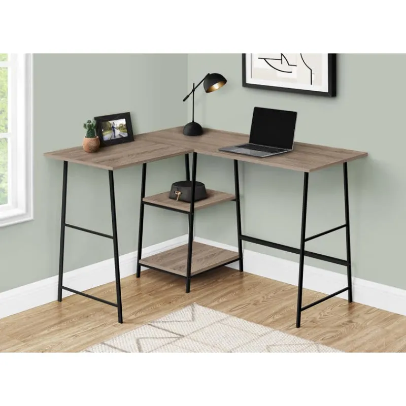 Monarch Computer desk - l-shaped / corner / 2 open shelves / sawhorse style - 47l x 4 -