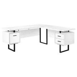 Monarch Computer desk - l-shaped / corner / 3 drawers / metal legs / reversible - 71