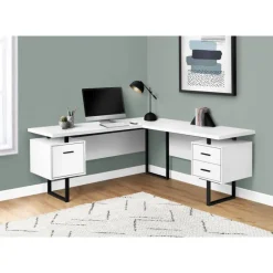 Monarch Computer desk - l-shaped / corner / 3 drawers / metal legs / reversible - 71