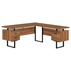 Monarch Computer desk - l-shaped / corner / 3 drawers / metal legs / reversible - 71" -