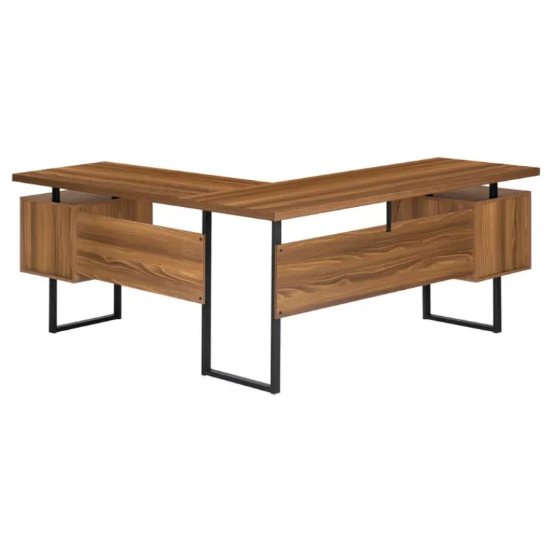 Monarch Computer desk - l-shaped / corner / 3 drawers / metal legs / reversible - 71" -