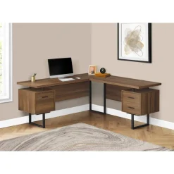 Monarch Computer desk - l-shaped / corner / 3 drawers / metal legs / reversible - 71
