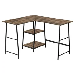 Monarch Computer desk - l-shaped / corner / 2 open shelves / sawhorse style - 47l x 4 -