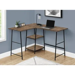 Monarch Computer desk - l-shaped / corner / 2 open shelves / sawhorse style - 47l x 4 -