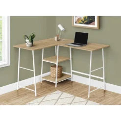 Monarch Computer desk - l-shaped / corner / 2 open shelves / sawhorse style - 47l x 4 -