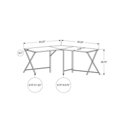 Monarch Computer desk - l-shaped / rounded corner / metal base with x-shaped sides - -