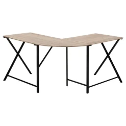 Monarch Computer desk - l-shaped / rounded corner / metal base with x-shaped sides - -