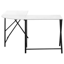 Monarch Computer desk - l-shaped / rounded corner / metal base with x-shaped sides - -