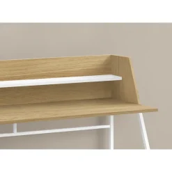 Monarch Computer desk - small hutch / 1 shelf / trapezoid-shaped legs - 48"l - natura -