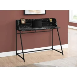 Monarch Computer desk - small hutch / 1 shelf / trapezoid-shaped legs - 48"l - -