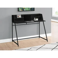 Monarch Computer desk - small hutch / 1 shelf / trapezoid-shaped legs - 48"l - -