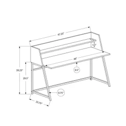 Monarch Computer desk - small hutch / 1 shelf / trapezoid-shaped legs - 48"l - w -