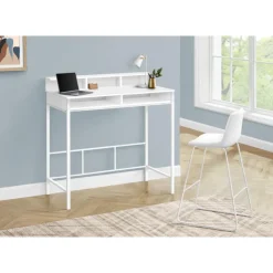 Monarch Computer desk - standing height / hutch / 2 open shelves - 48"l - / whi -