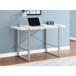 Monarch Computer desk - thick-panel desktop / inset metal legs - 48"l - / silve -