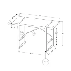 Monarch Computer desk - thick-panel desktop / inset metal legs - 48"l - / silve -