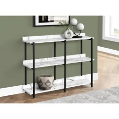 Monarch Console table - 3 tier / shelves / rectangular / metal legs - 48
