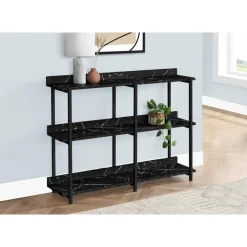 Monarch Console table - 3 tier / shelves / rectangular / metal legs - 48"l - ma -