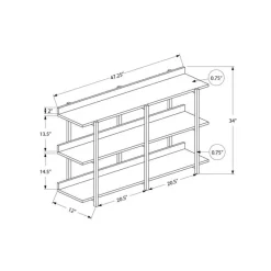 Monarch Console table - 3 tier / shelves / rectangular / metal legs - 48