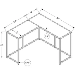 Monarch Console table - l-shaped / corner / metal frame - 36
