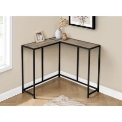 Monarch Console table - l-shaped / corner / metal frame - 36"l - wood-look -