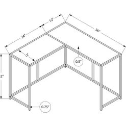 Monarch Console table - l-shaped / corner / metal frame - 36