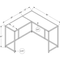 Monarch Console table - l-shaped / corner / metal frame - 36"l - marble-look / -