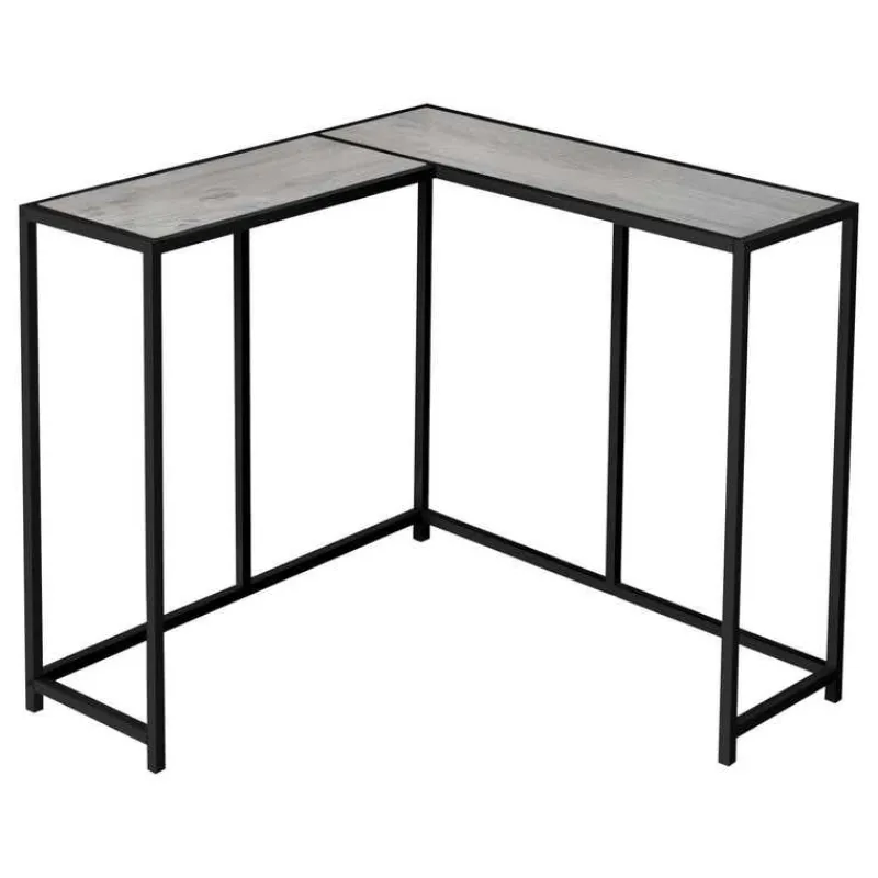 Monarch Console table - l-shaped / corner / metal frame - 36"l - wood-look / bla -