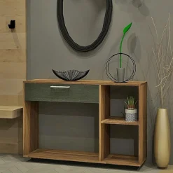 MEQ Console Table - Slate and Walnut