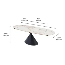 Convertible & Extendable Oval Dining Table with Pedestal & 4 Bouclé Fabric Chairs - 63
