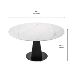 Convertible & Extendable Round Dining Table with Pedestal and 4 Chairs - 53"