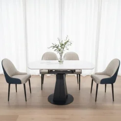Convertible & Extendable Round Dining Table with Pedestal - 53"