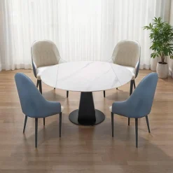 Convertible & Extendable Round Dining Table with Pedestal - 53"