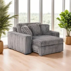 Corduroy Velvet Armchair with Power Slider