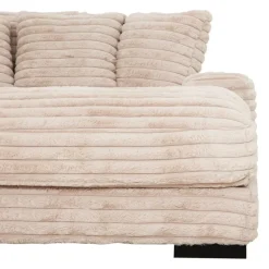 Corduroy Velvet Chaise with Cup Holders and USB Ports - Light Taupe