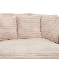 Corduroy Velvet Chaise with Cup Holders and USB Ports - Light Taupe