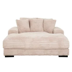 Corduroy Velvet Chaise with Cup Holders and USB Ports - Light Taupe