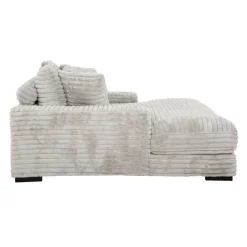 Corduroy Velvet Chaise with Cup Holders and USB Ports -