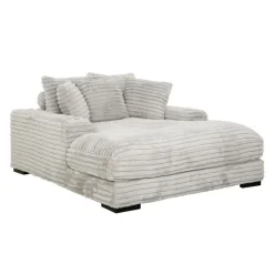 Corduroy Velvet Chaise with Cup Holders and USB Ports -