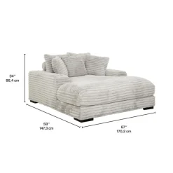 Corduroy Velvet Chaise with Cup Holders and USB Ports -