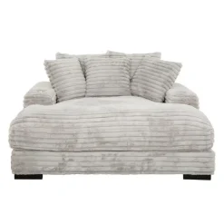 Corduroy Velvet Chaise with Cup Holders and USB Ports -