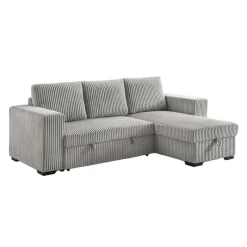 Corduroy Velvet Reversible Sectional Bed with Storage
