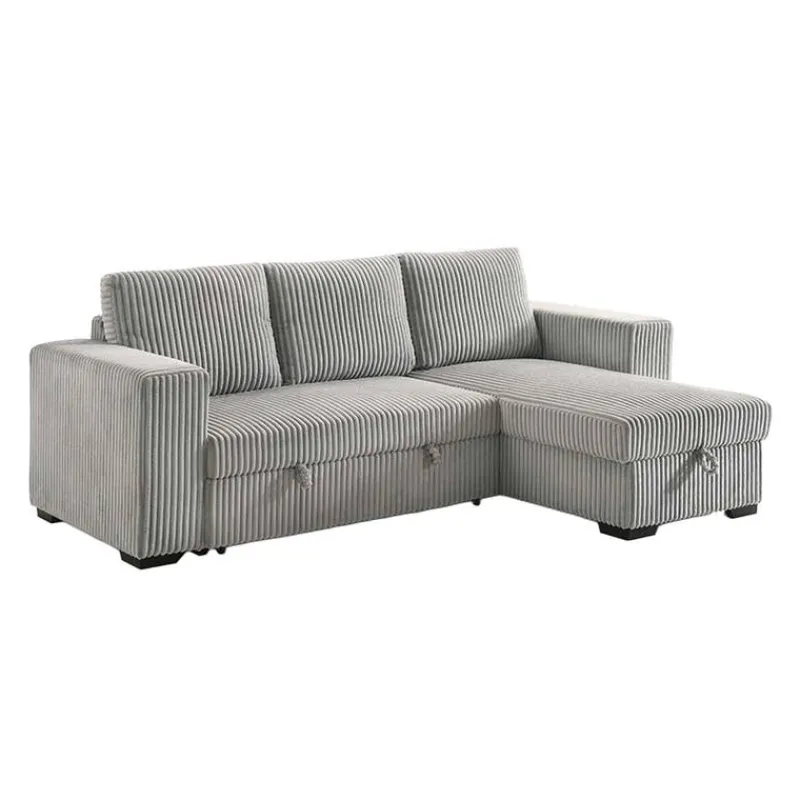 Corduroy Velvet Reversible Sectional Bed with Storage