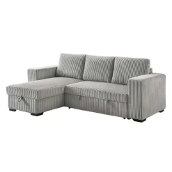 Corduroy Velvet Reversible Sectional Bed with Storage