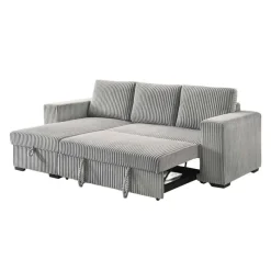 Corduroy Velvet Reversible Sectional Bed with Storage