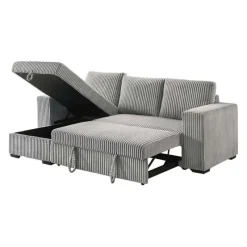 Corduroy Velvet Reversible Sectional Bed with Storage
